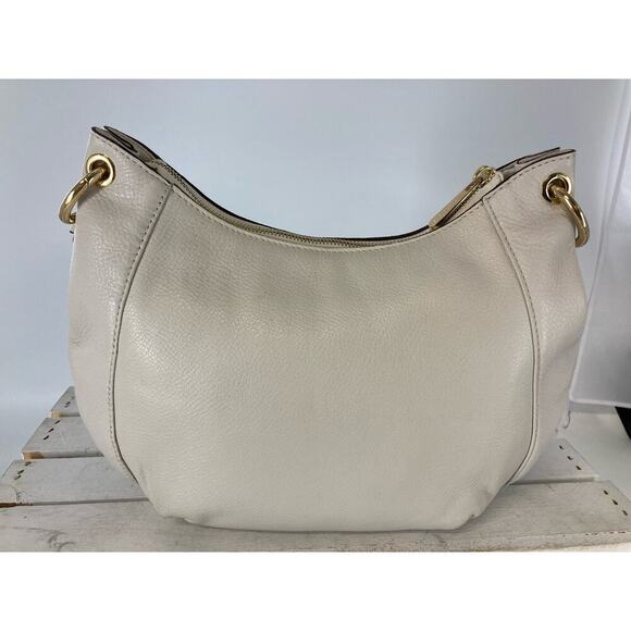 MICHAEL KORS, MEDIUM IVORY PEBBLED LEATHER SHOULDER BAG - Picture 3 of 16